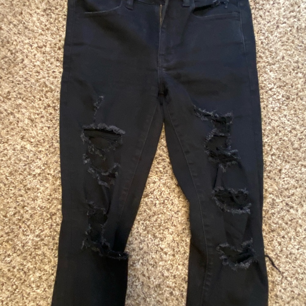 American eagle black ripped skinny jeans